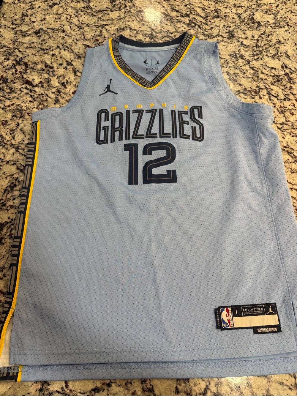 Nike Memphis Grizzlies Light Blue and Yellow #12 Jersey